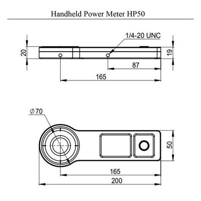 Handlaser-Leistungsmessgerät, Wellenlängenbereich 0,19–25 µm/10 mW–2 W, 0,5–50 W